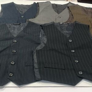 Lot of 5 Kids Pinstripe Vest Set - Black, Gray, Brown